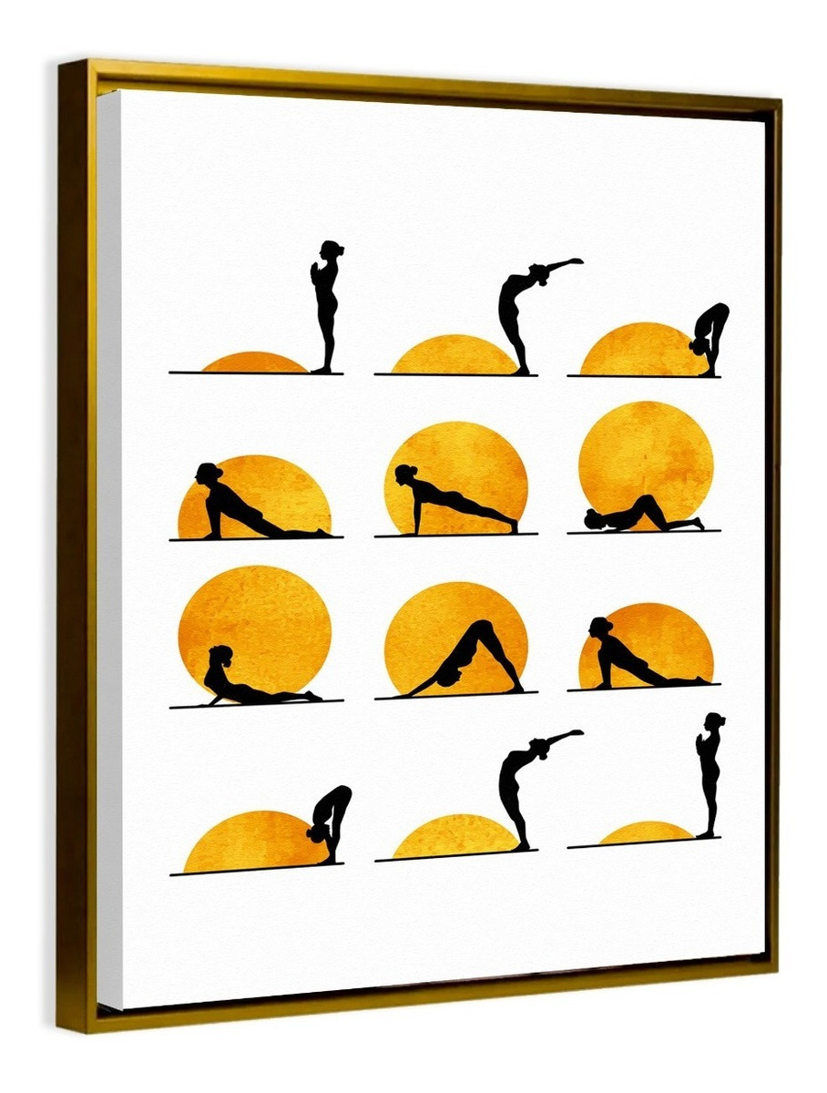 Foto 5 pulgar | Cuadro Decorativo Yoga Saludo Al Sol En Canvas Con Bastidor Color Negro Y Color Armazón Bastidor De Madera