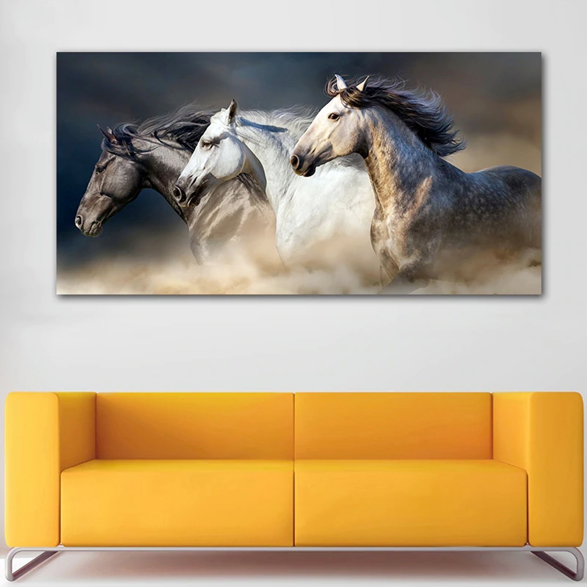 Foto 5 | Cuadro Caballos Corriendo Moderno En Canvas Alta Calidad Hd