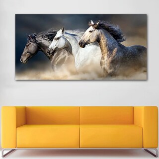 Foto 5 | Cuadro Caballos Corriendo Moderno En Canvas Alta Calidad Hd
