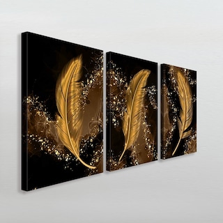 Foto 3 | Cuadros Plumas Dorado Elegante Canvas Grueso 40x60cm