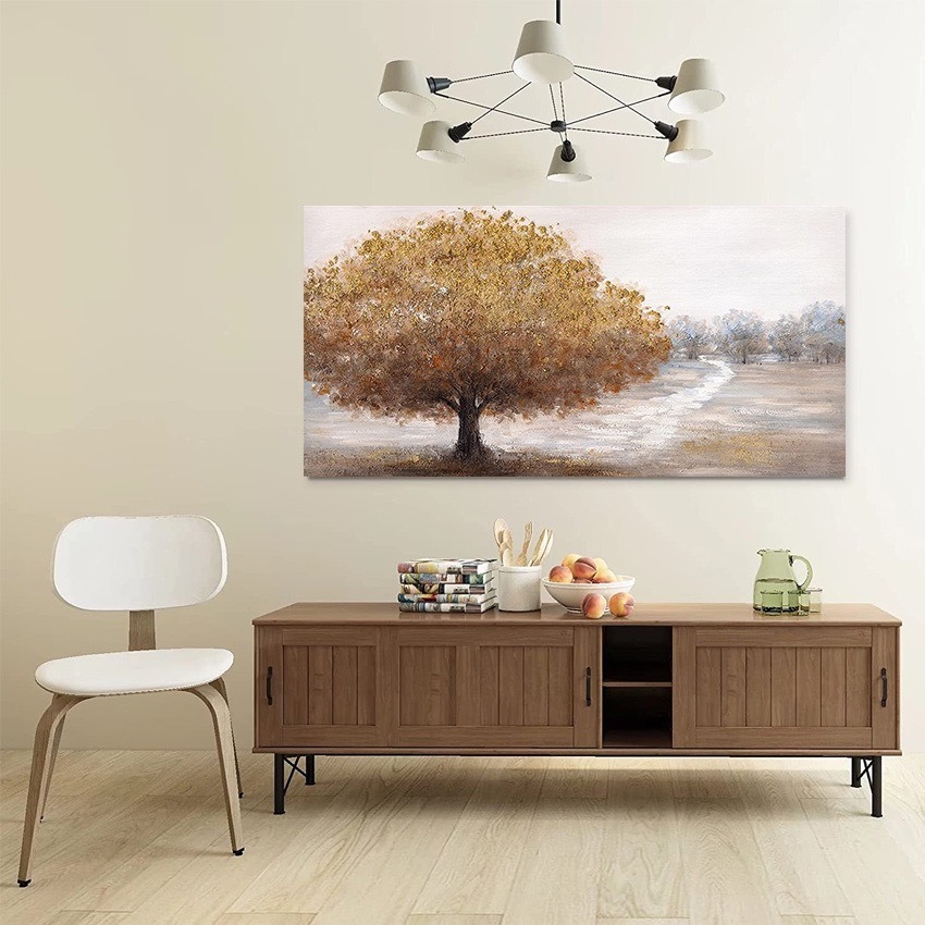 Foto 2 | Cuadro Canvas Paisaje Arboles Elegante Abstracto  50x100cm