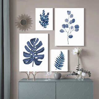Foto 1 | Set Cuadros Decorativos Plantas Azules Minimalistas Flores