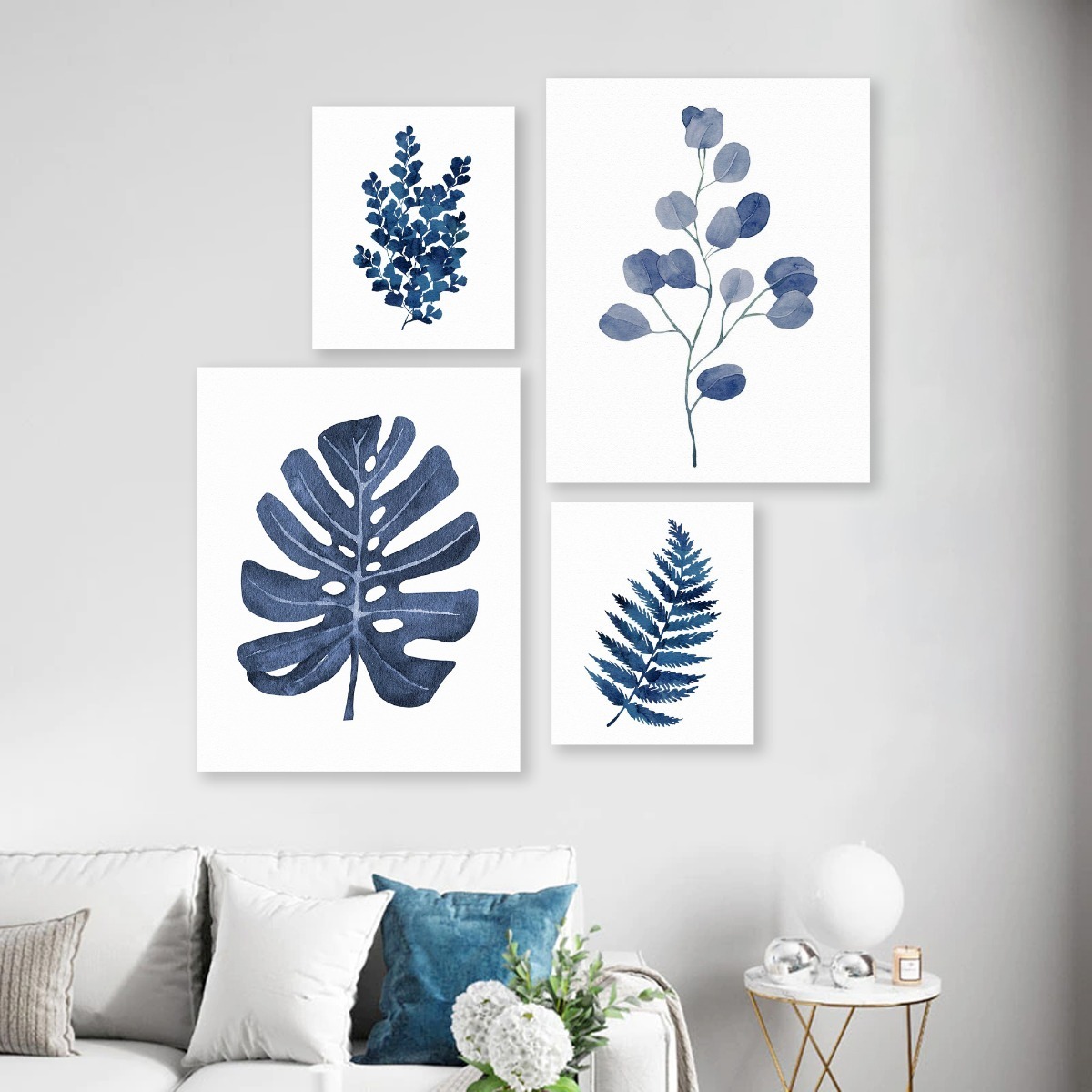 Foto 3 pulgar | Set Cuadros Decorativos Plantas Azules Minimalistas Flores