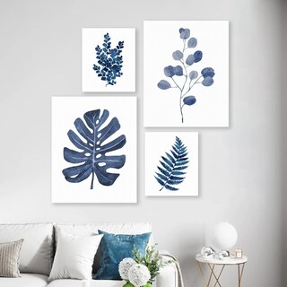 Foto 2 | Set Cuadros Decorativos Plantas Azules Minimalistas Flores