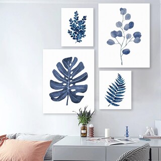 Foto 3 | Set Cuadros Decorativos Plantas Azules Minimalistas Flores