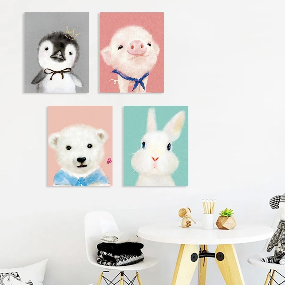 Foto 3 pulgar | Set Cuadros Tela Canvas Cuarto Bebé Animales Envio Gratis