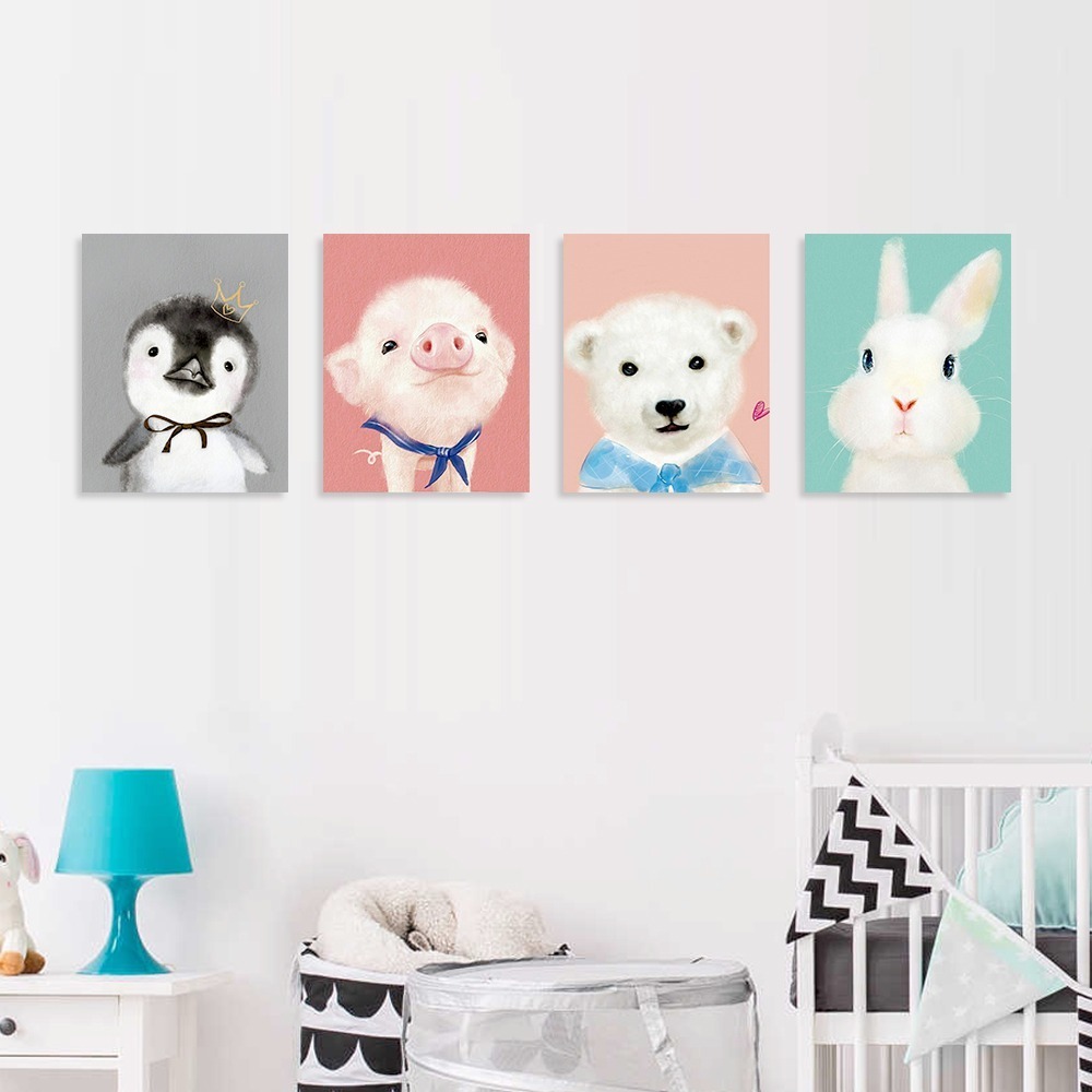 Foto 4 pulgar | Set Cuadros Tela Canvas Cuarto Bebé Animales Envio Gratis