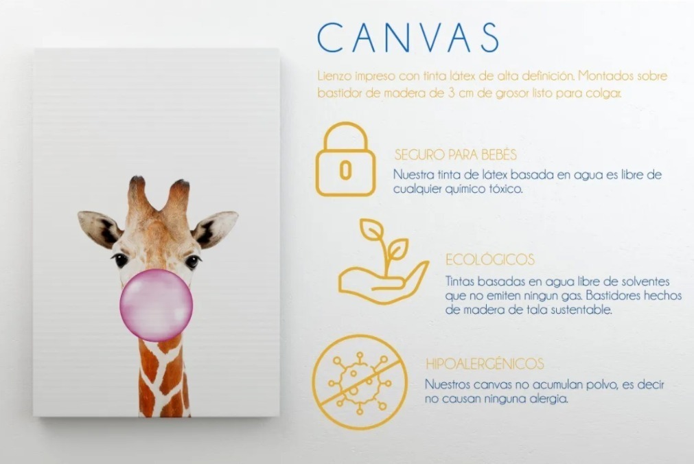 Foto 6 pulgar | Set Cuadros Tela Canvas Cuarto Bebé Animales Envio Gratis