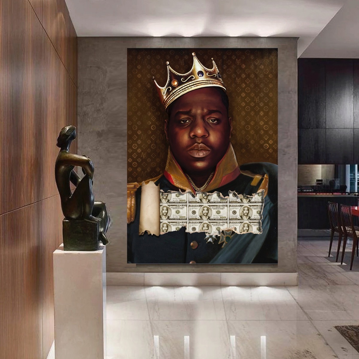 Foto 2 pulgar | Cuadro Hip Hop Biggie Smalls Crown Notorious Canvas 120x80cm
