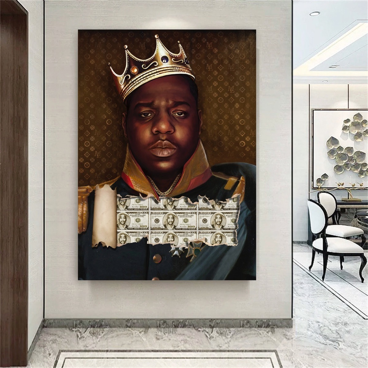 Foto 5 pulgar | Cuadro Hip Hop Biggie Smalls Crown Notorious Canvas 120x80cm