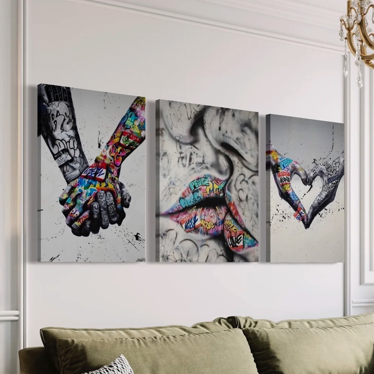 Foto 2 pulgar | Set Cuadros Graffiti Love Banksy Canvas Grueso Premium Color