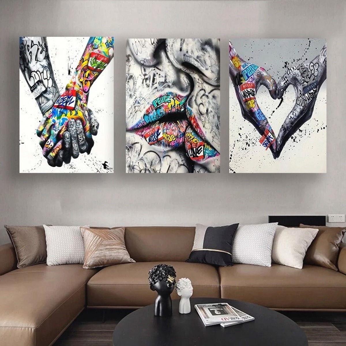 Foto 3 pulgar | Set Cuadros Graffiti Love Banksy Canvas Grueso Premium Color