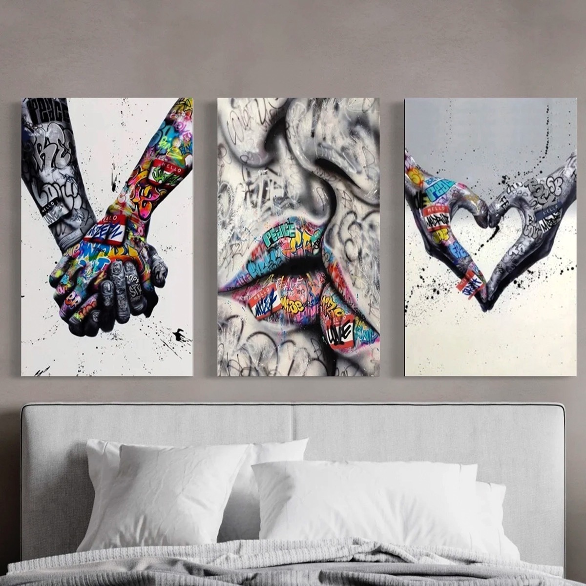 Foto 4 pulgar | Set Cuadros Graffiti Love Banksy Canvas Grueso Premium Color