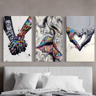 Foto 3 | Set Cuadros Graffiti Love Banksy Canvas Grueso Premium Color
