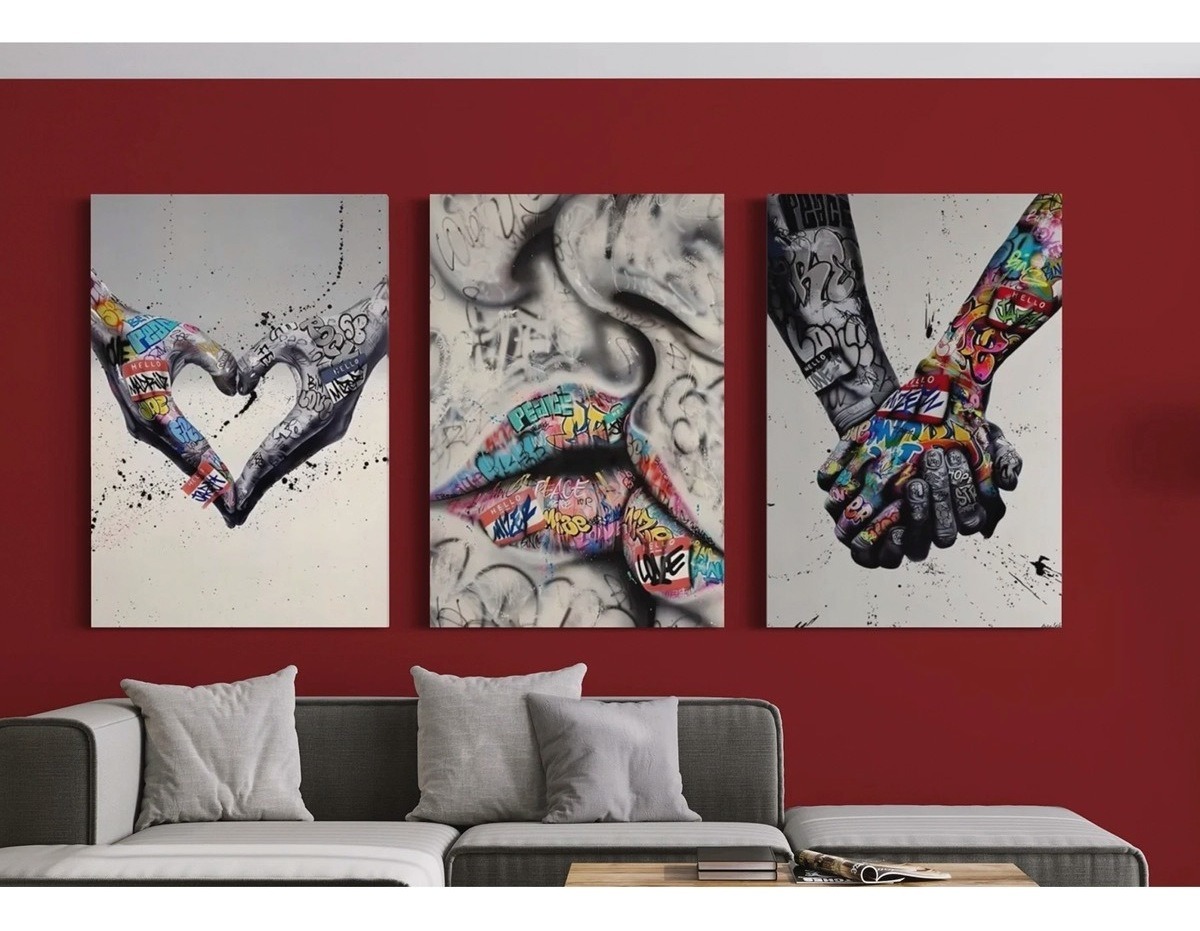 Foto 6 pulgar | Set Cuadros Graffiti Love Banksy Canvas Grueso Premium Color