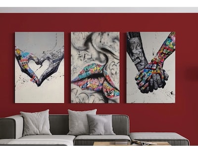 Foto 5 | Set Cuadros Graffiti Love Banksy Canvas Grueso Premium Color