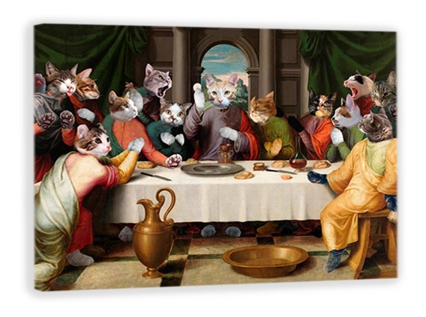 Foto 1 | Cuadro Decorativo Canvas Ultima Cena Gatos, Sala, Comedor.