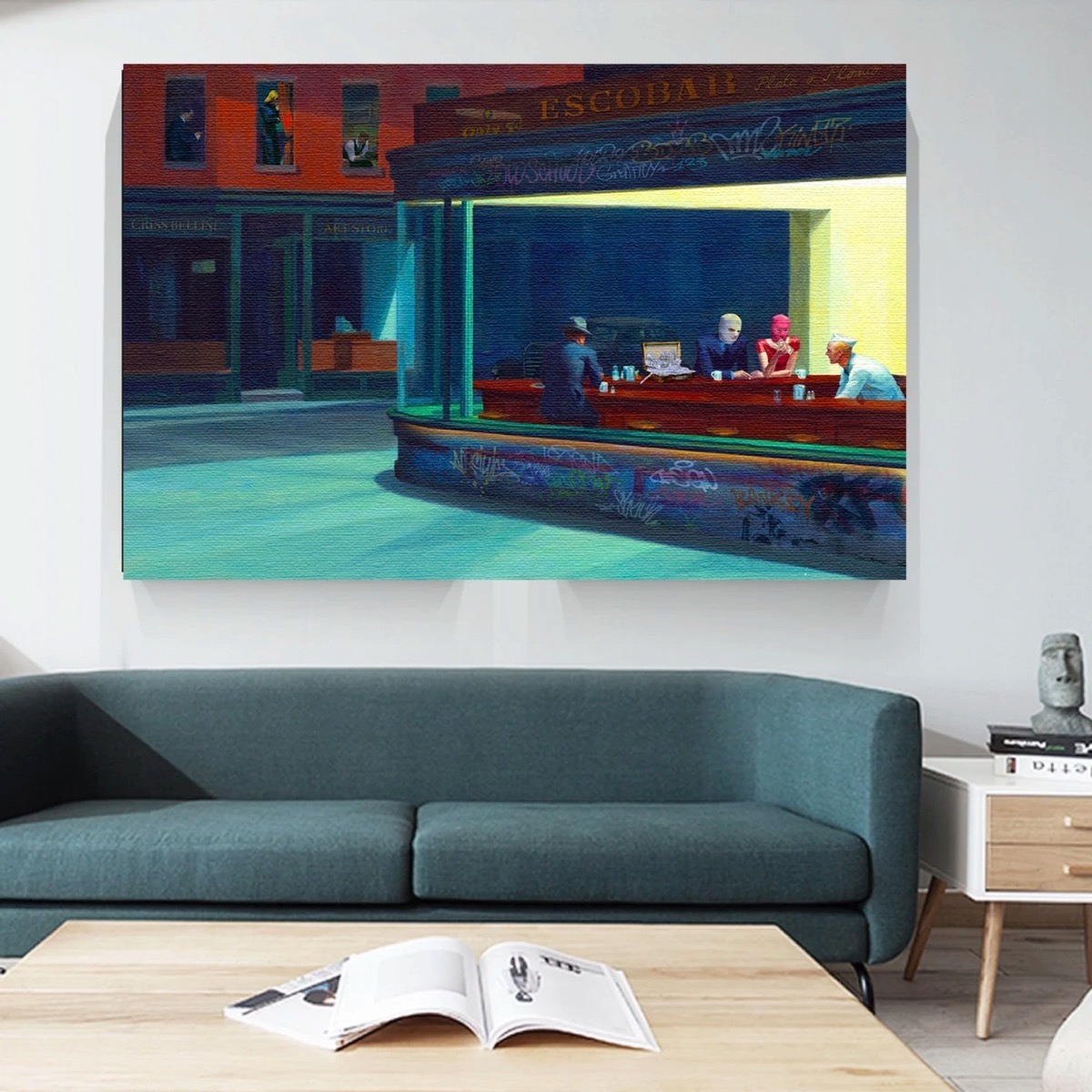 Foto 1 | Cuadro Noctambulo Edward Hopper Afterwork Grafitti Canvas