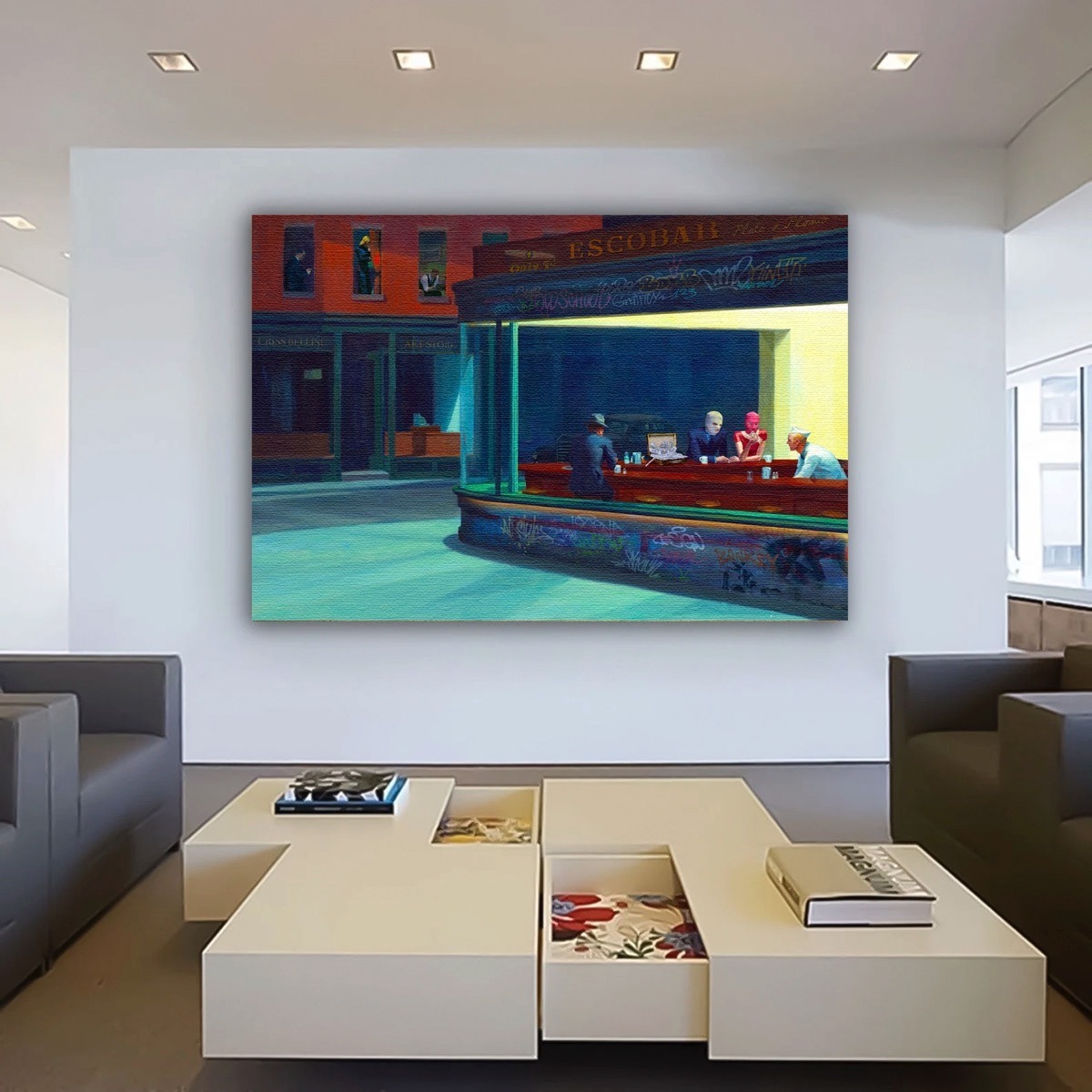 Foto 4 | Cuadro Noctambulo Edward Hopper Afterwork Grafitti Canvas
