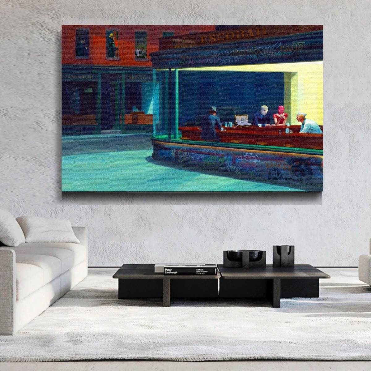 Foto 6 pulgar | Cuadro Noctambulo Edward Hopper Afterwork Grafitti Canvas