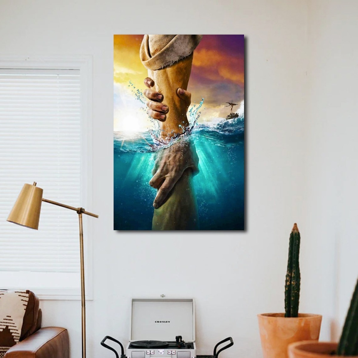 Foto 2 pulgar | Cuadros Arte Cristiano Jesús Salvador En El Mar En Canvas 4k