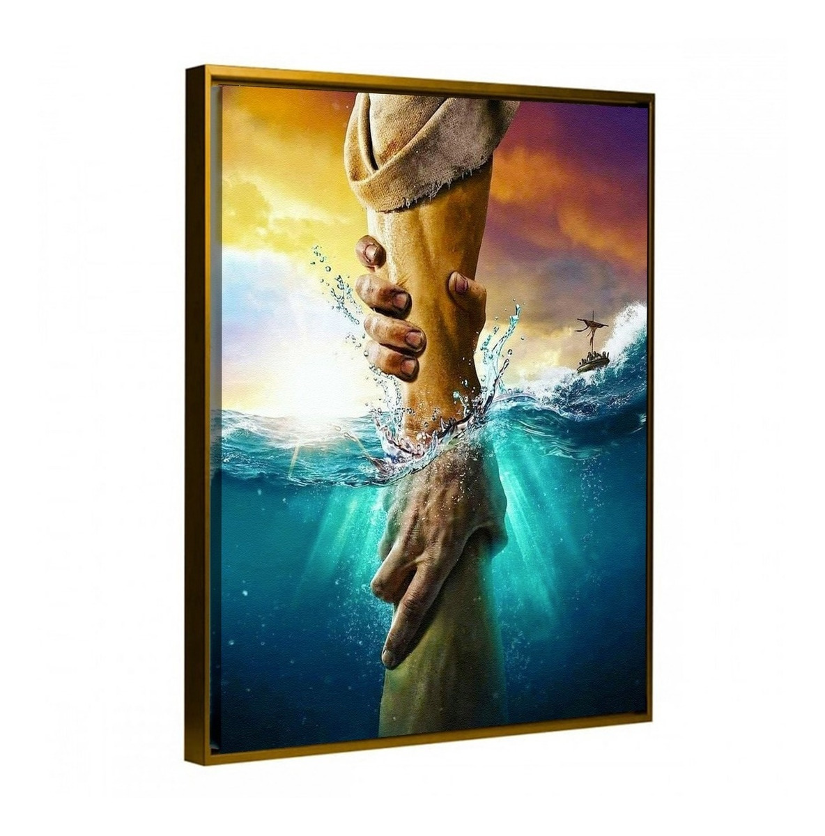 Foto 5 pulgar | Cuadros Arte Cristiano Jesús Salvador En El Mar En Canvas 4k