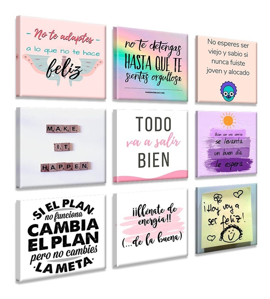 Foto 1 | Set De 9 Cuadros Decorativos, Frases Motivadoras, Sala Recam