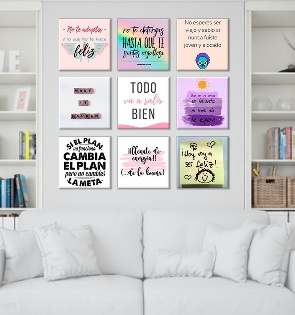 Foto 4 pulgar | Set De 9 Cuadros Decorativos, Frases Motivadoras, Sala Recam