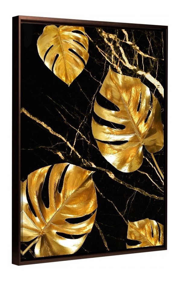 Foto 2 | Cuadro Decorativo Para Habitación Hojas Doradas Fondo Negro
