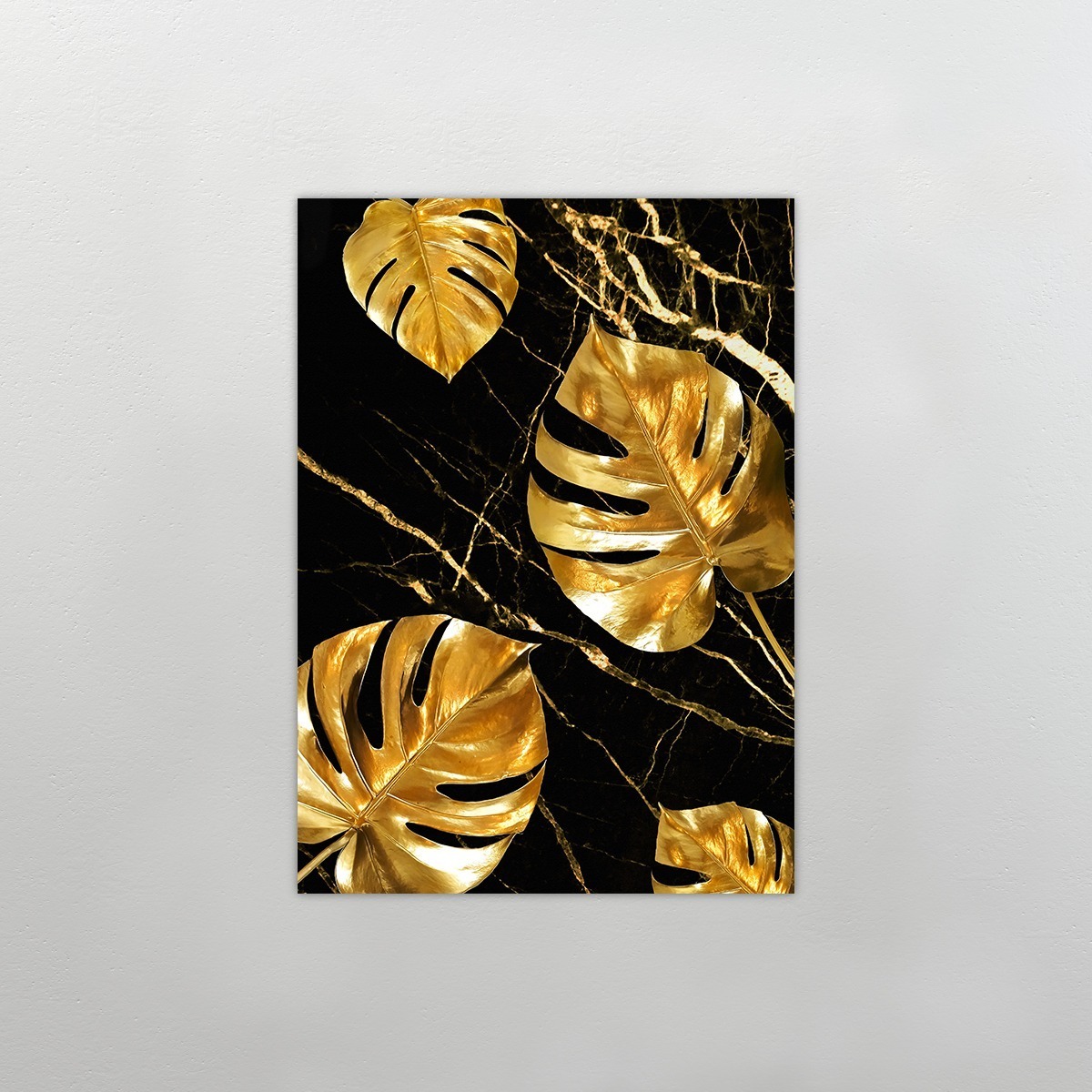 Foto 4 pulgar | Cuadro Decorativo Para Habitación Hojas Doradas Fondo Negro