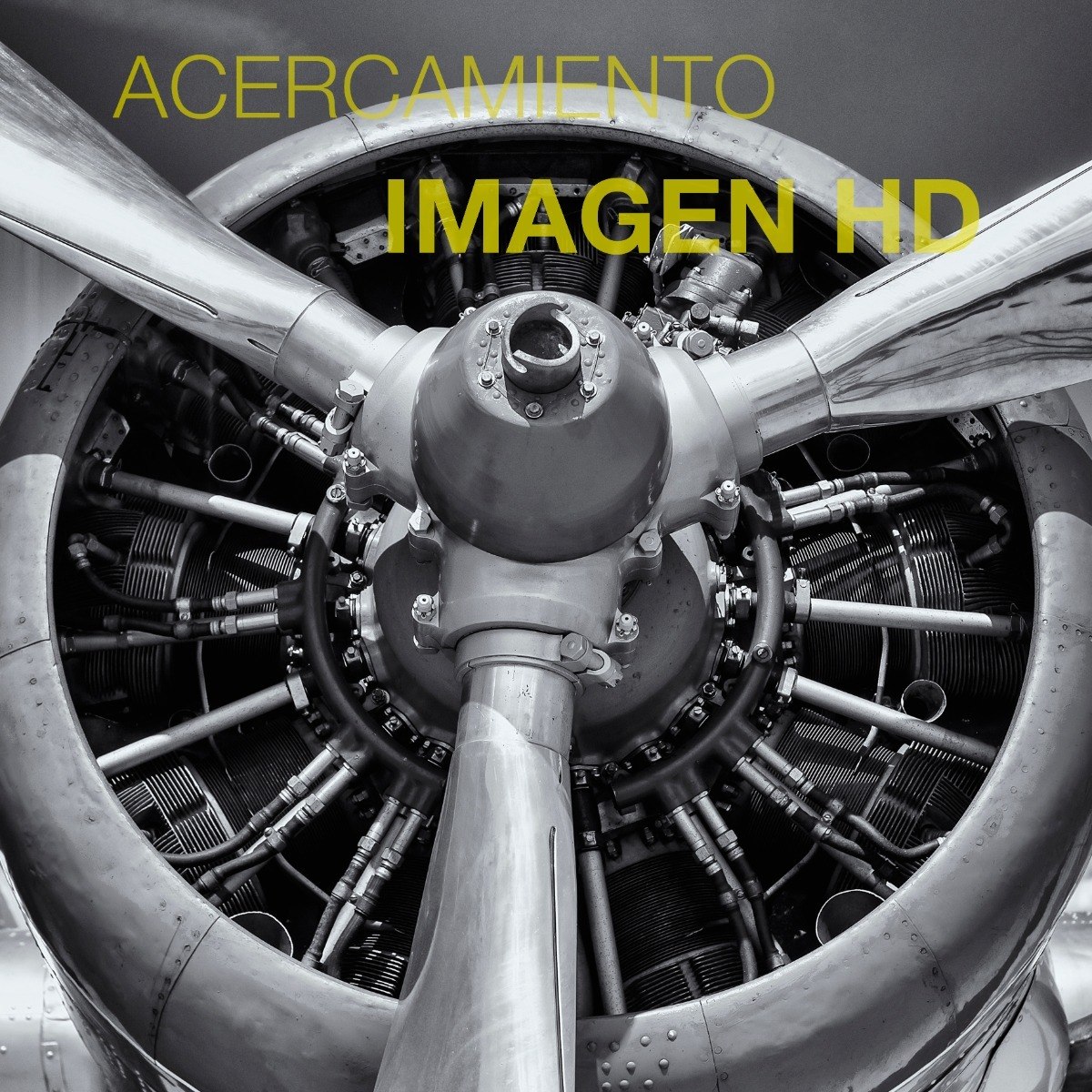 Foto 4 | Tríptico Decorativo Hélice Avión En Canvas Mate Premium Hd Color Grises Armazón Bastidor De Madera