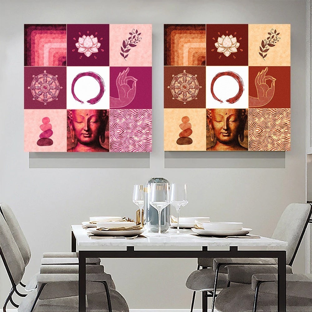 Foto 2 | Yoga Buda Zen Om Loto Collage Cuadro Lienzo Canvas Decorativ