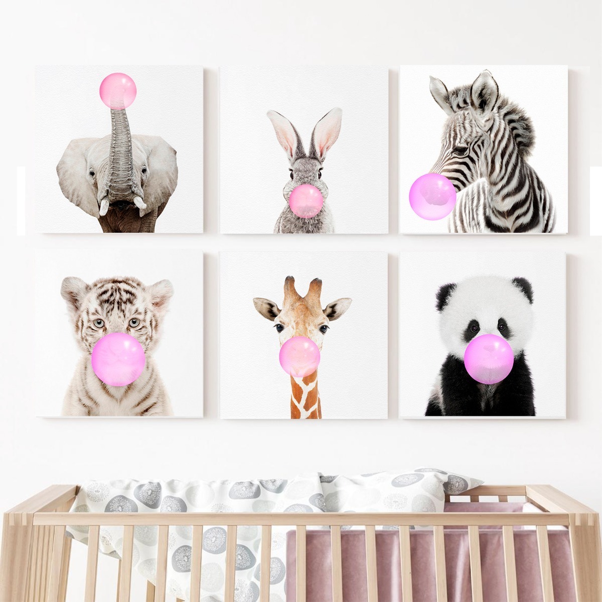 Foto 1 | Cuadros Infantiles Bebé Animalitos Con Chicle 2 Colores