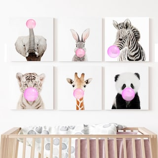 Foto 1 | Cuadros Infantiles Bebé Animalitos Con Chicle 2 Colores