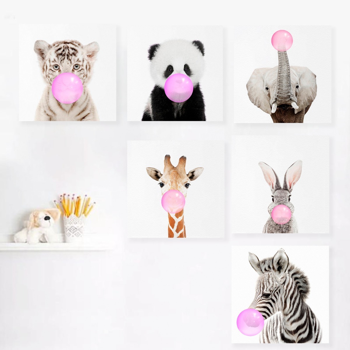 Foto 5 pulgar | Cuadros Infantiles Bebé Animalitos Con Chicle 2 Colores