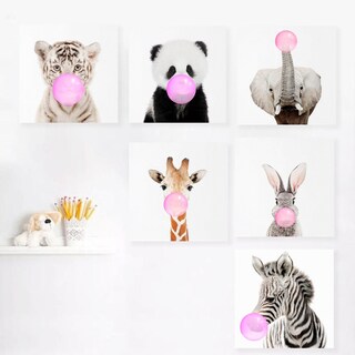 Foto 4 | Cuadros Infantiles Bebé Animalitos Con Chicle 2 Colores