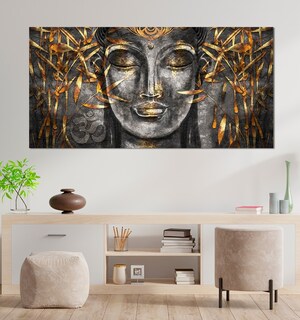 Foto 3 | Cuadro Decorativo Canvas Buda Con Dorado, Sala, Recamara Zen Color Negro Armazón Bastidor De Madera