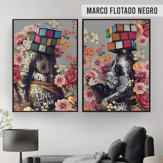 Foto 5 | Set 2 Cuadros Mente Moderna Cubo Rubik Nuevo Canvas Nft