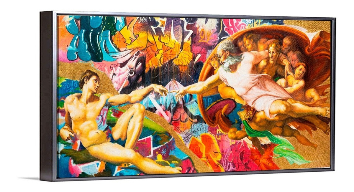 Foto 5 | Cuadro Decorativo La Creación De Adán Grafiti Elegante Sala