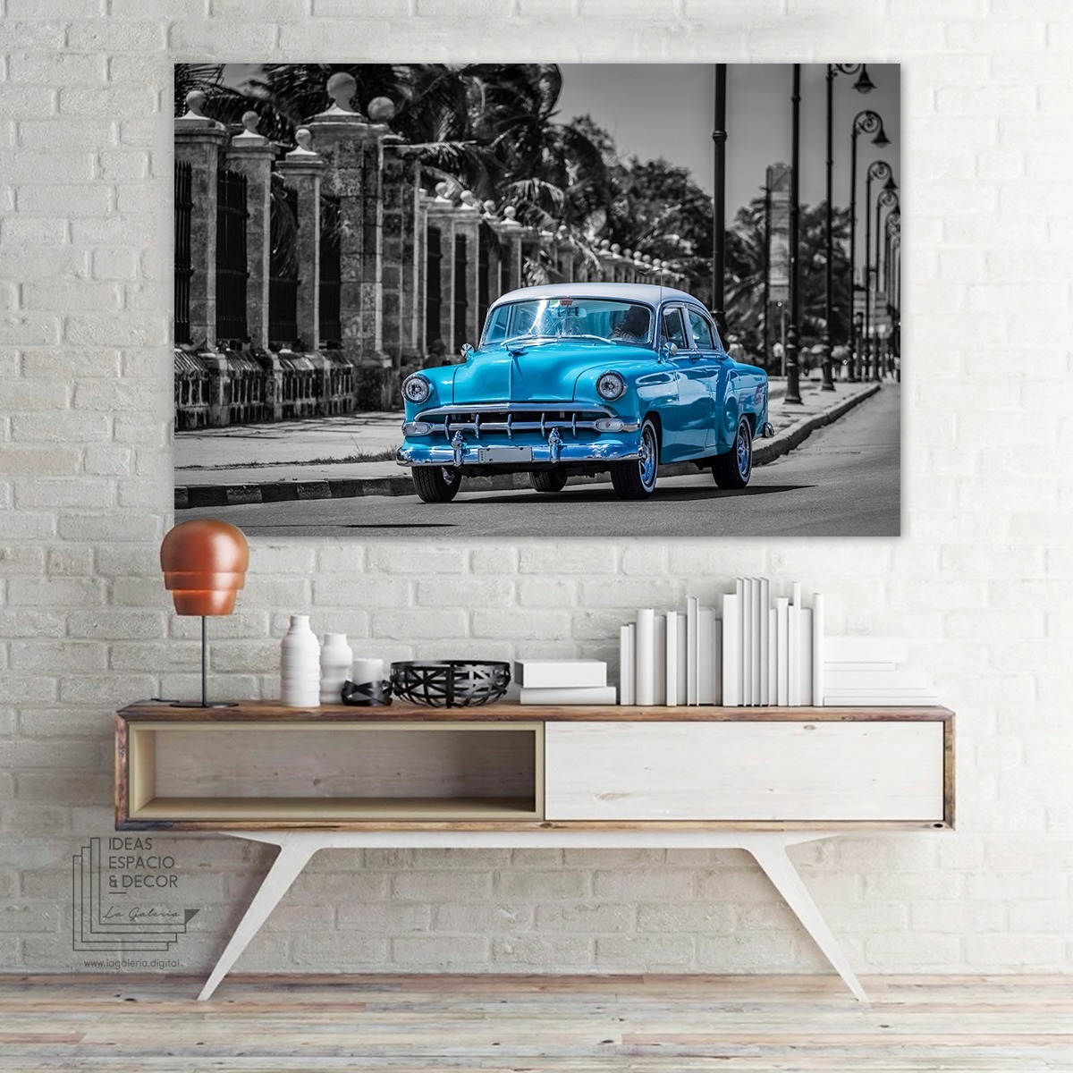 Foto 2 pulgar | Cuadro Decorativo Auto Carro Vintage Retro En Canvas 60x90cm