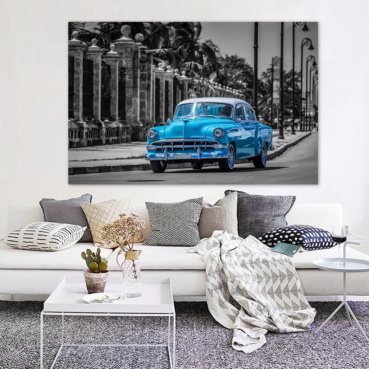 Foto 4 pulgar | Cuadro Decorativo Auto Carro Vintage Retro En Canvas 60x90cm