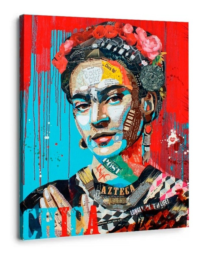 Cuadro Moderno Frida Kahlo Graffiti Colores En Lienzo Canvas