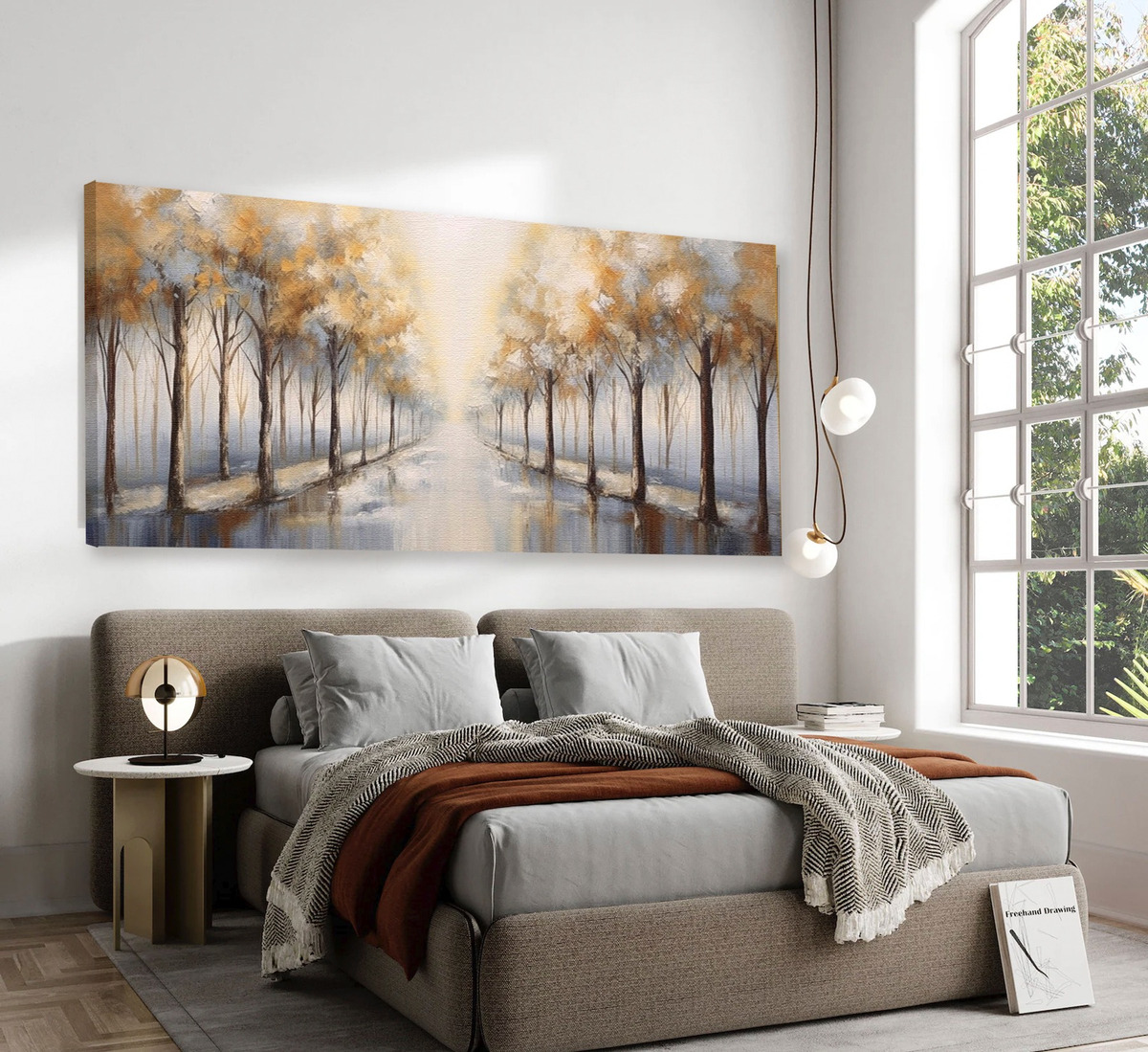 Foto 3 pulgar | Cuadro Decorativo Canvas Arboles Colores Tipo Óleo Hd Grande No Sintetico De Galeria