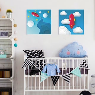 Foto 3 | Set Cuadros Canvas Niños Bebé Astronautas Cohetes En Lienzo