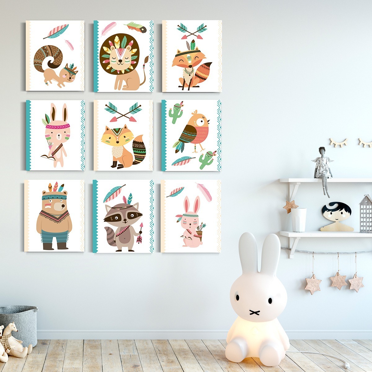 Foto 2 pulgar | Set Cuadros Canvas Decorativo Niños Cuarto Bebé Animalitos