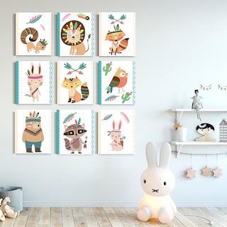 Foto 1 | Set Cuadros Canvas Decorativo Niños Cuarto Bebé Animalitos