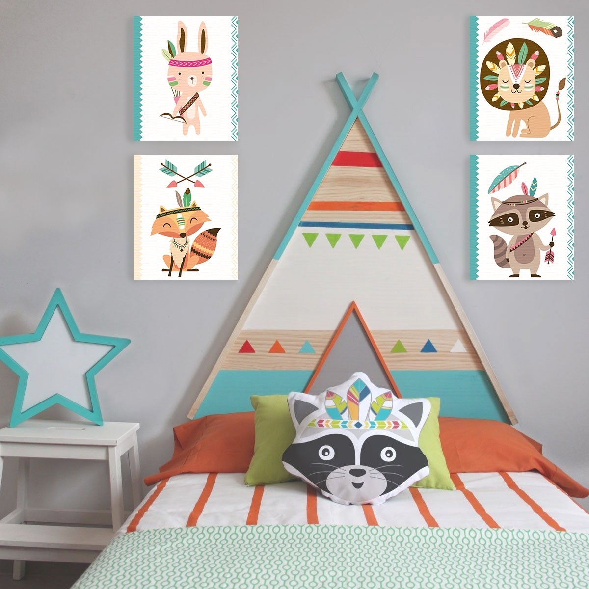 Foto 3 pulgar | Set Cuadros Canvas Decorativo Niños Cuarto Bebé Animalitos