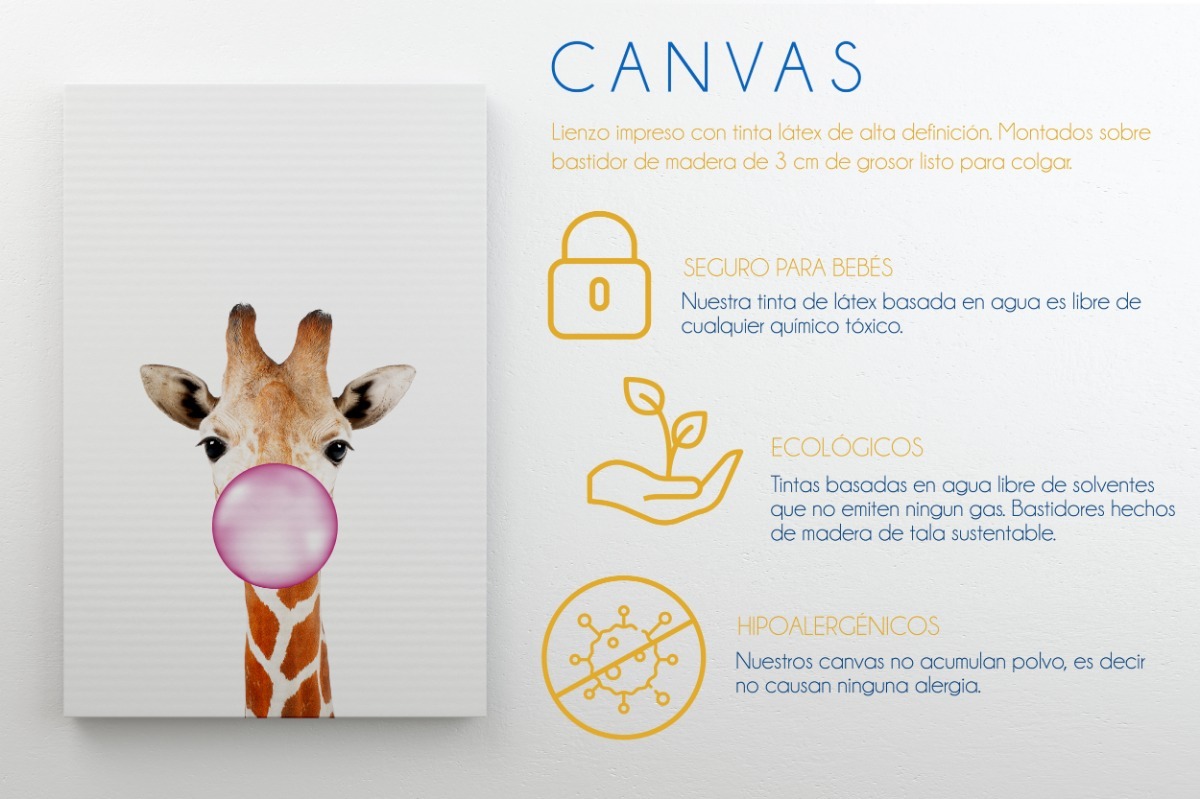 Foto 5 pulgar | Set Cuadros Canvas Decorativo Niños Cuarto Bebé Animalitos