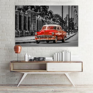 Foto 2 | Cuadro Decorativo Auto Carro Vintage Retro En Canvas 60x90cm