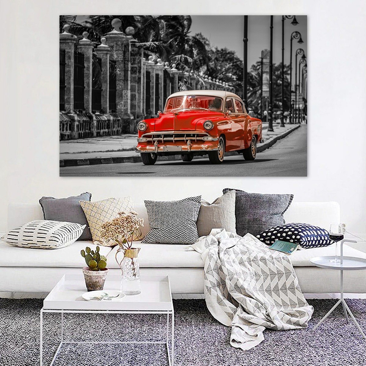 Foto 4 pulgar | Cuadro Decorativo Auto Carro Vintage Retro En Canvas 60x90cm